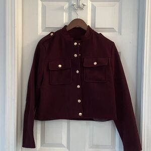 Women's Burgundy Military Style Jacket